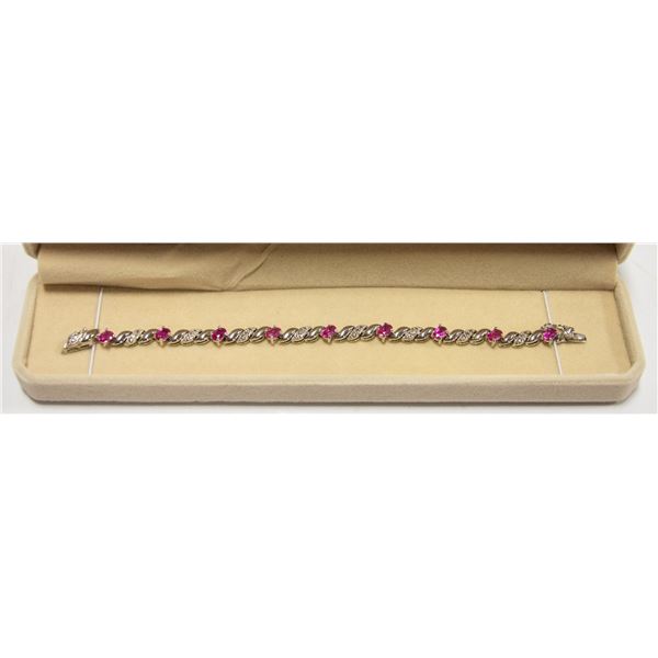 NEW .925 STERLING SILVER DIAMOND SAPPHIRE BRACELET