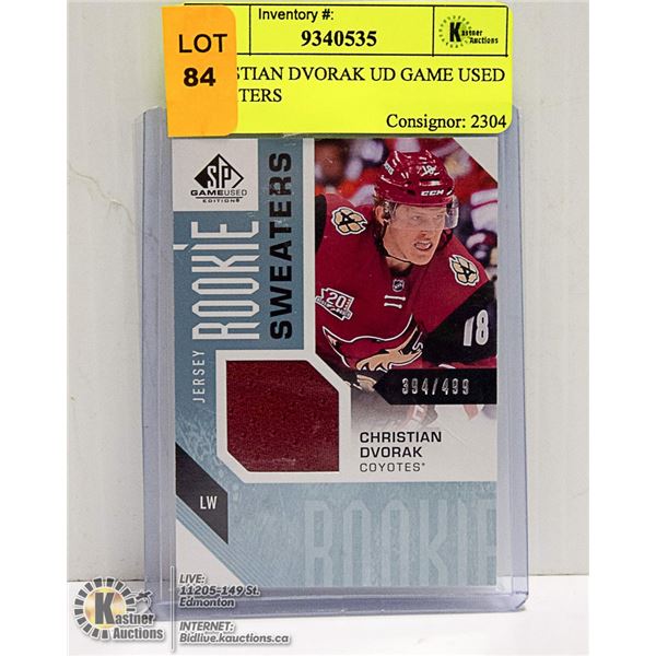 CHRISTIAN DVORAK UD GAME USED SWEATERS
