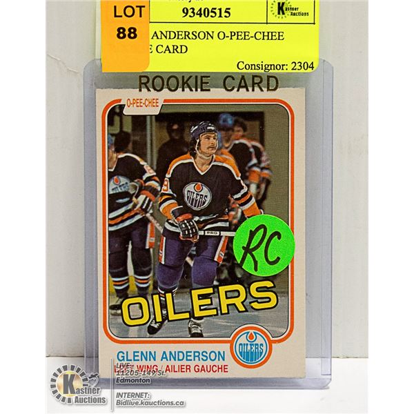 GLENN ANDERSON O-PEE-CHEE ROOKIE CARD