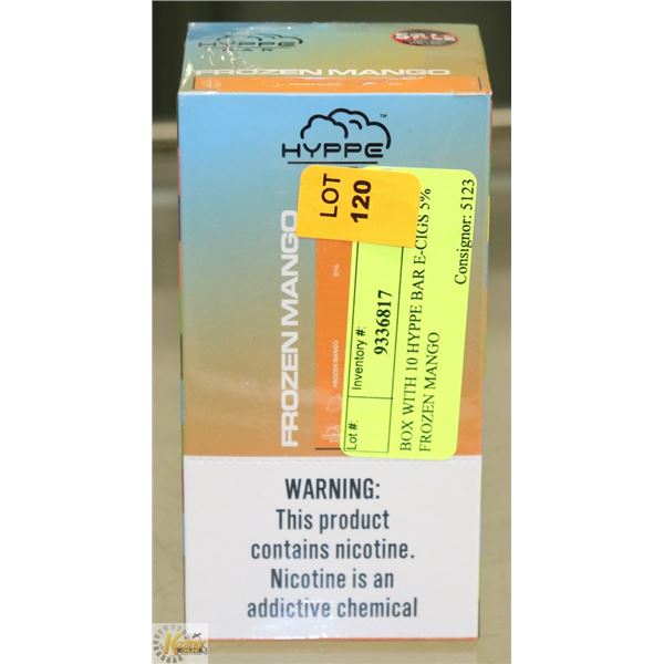 BOX WITH 10 HYPPE BAR E-CIGS 5% FROZEN MANGO