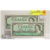 Image 1 : 1954 CONSEC S/N PAIR CANADIAN $1 BILL