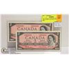 Image 1 : 1954 CONSEC S/N PAIR CANADIAN $2 BILL
