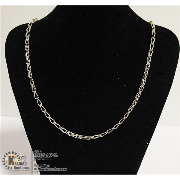 VINTAGE .925 SOLID SILVER LADDER LINK CHAIN 28"