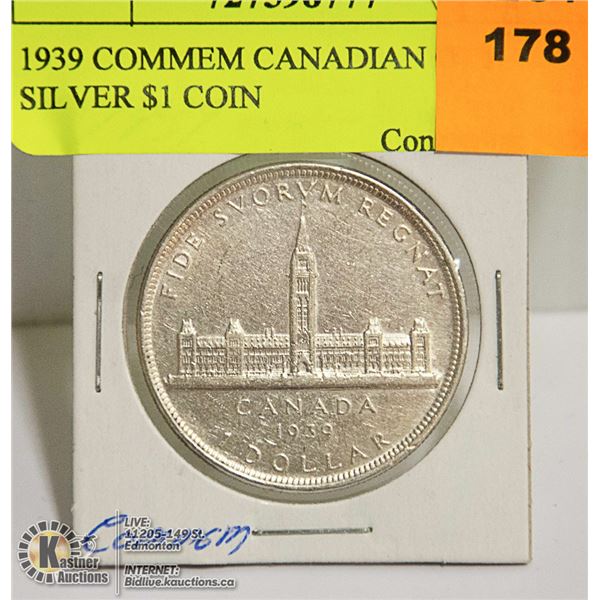 1939 COMMEM CANADIAN GVI SILVER $1 COIN