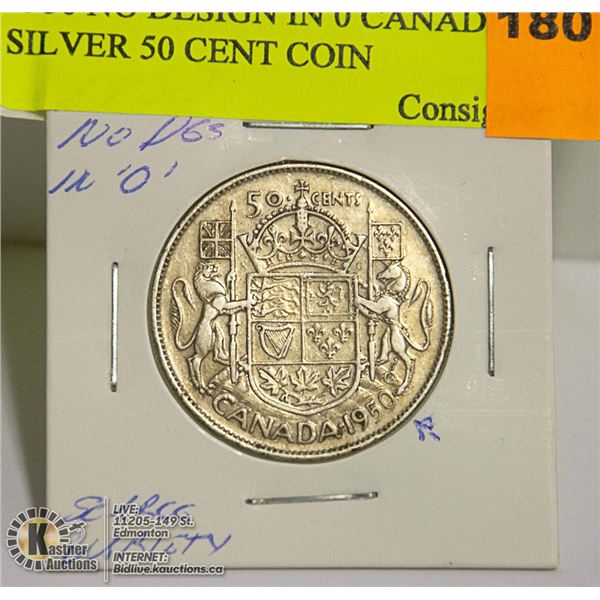 1950 NO DESIGN IN 0 CANADIAN SILVER 50 CENT COIN