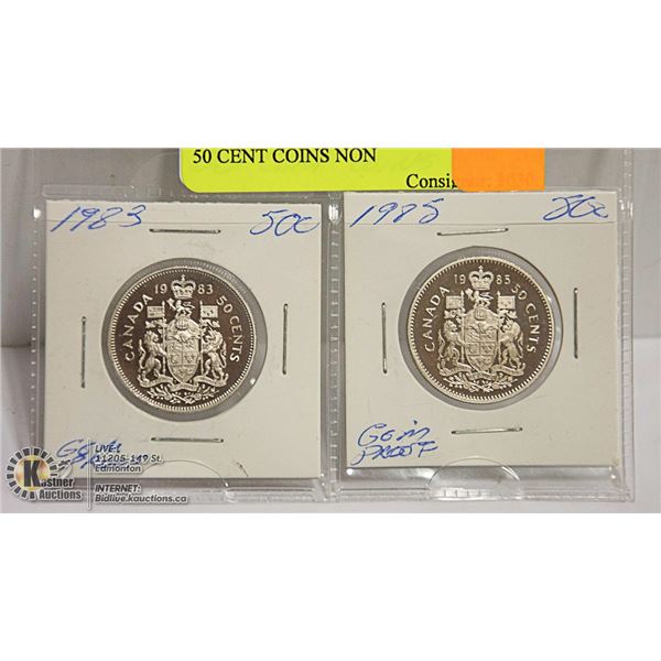 GEM PROOF 1983 & 1985 CANADIAN 50 CENT COINS NON