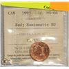 Image 1 : 1995 CANADIAN 1 CENT COIN CERT ICCS MS 66 RED