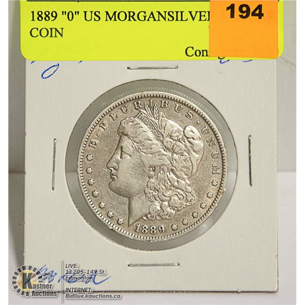1889 "0" US MORGANSILVER DOLLAR COIN