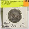 Image 1 : 1857 BANK OF UPPER CANADA 1/2 PENNY COIN
