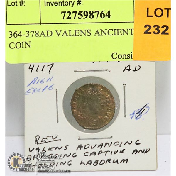 364-378AD VALENS ANCIENT ROMAN COIN
