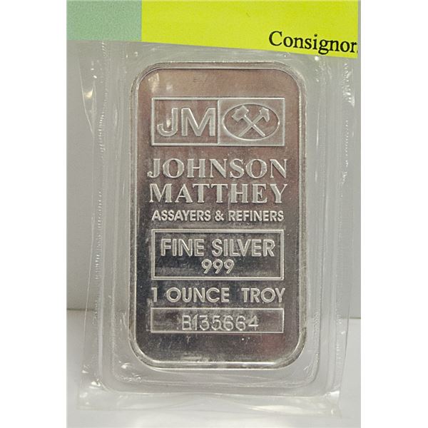 JM .999 SILVER 1 OUNCE BAR