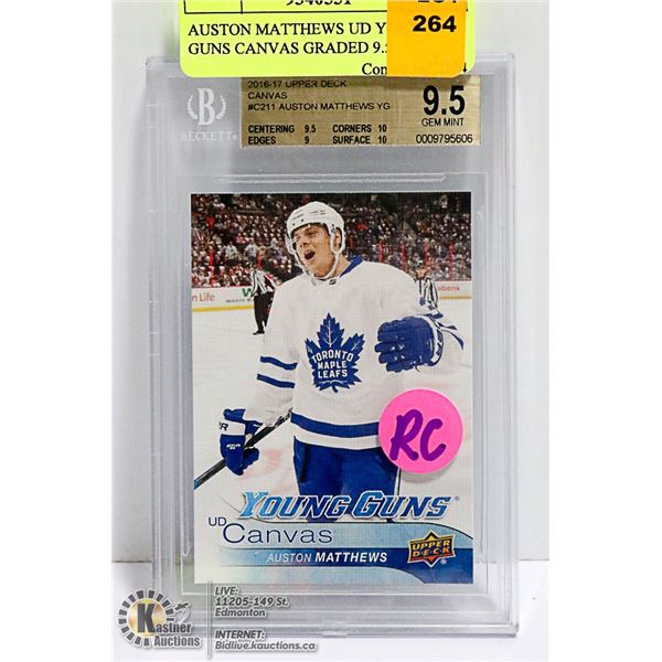 AUSTON MATTHEWS UD YOUNG GUNS CANVAS GRADED 9.5