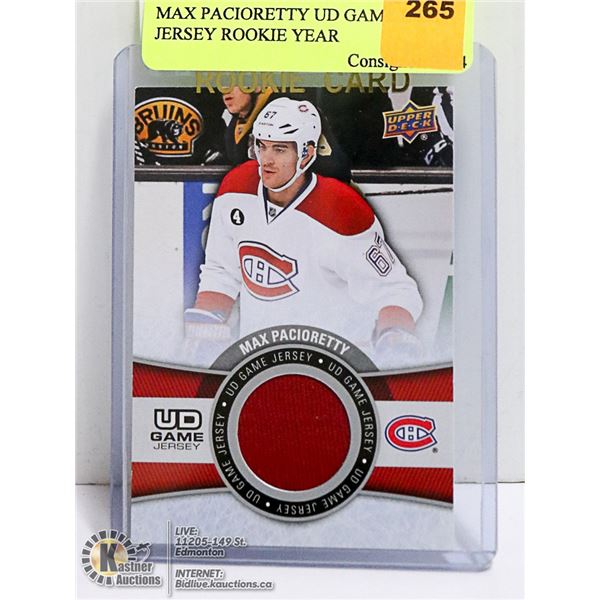 MAX PACIORETTY UD GAME USED JERSEY ROOKIE YEAR