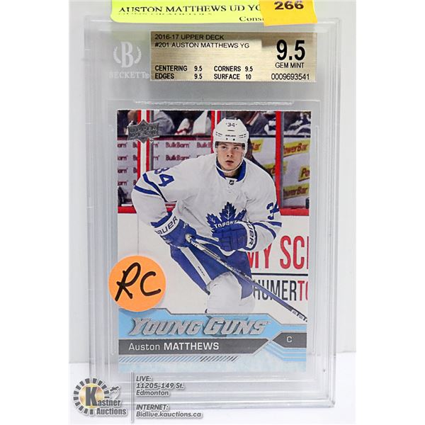 AUSTON MATTHEWS UD YOUNG GUNS GRADED 9.5