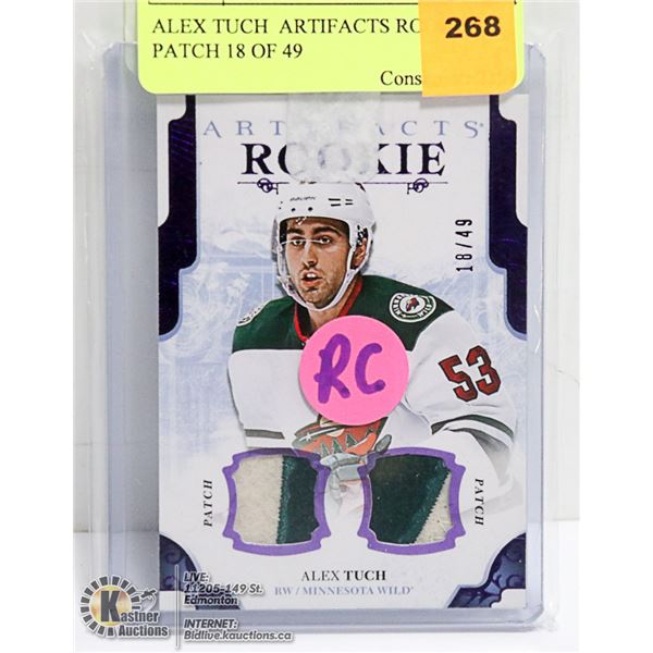 ALEX TUCH  ARTIFACTS ROOKIE PATCH 18 OF 49