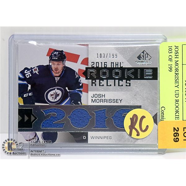JOSH MORRISEY UD ROOKIE RELICS 103 OF 199