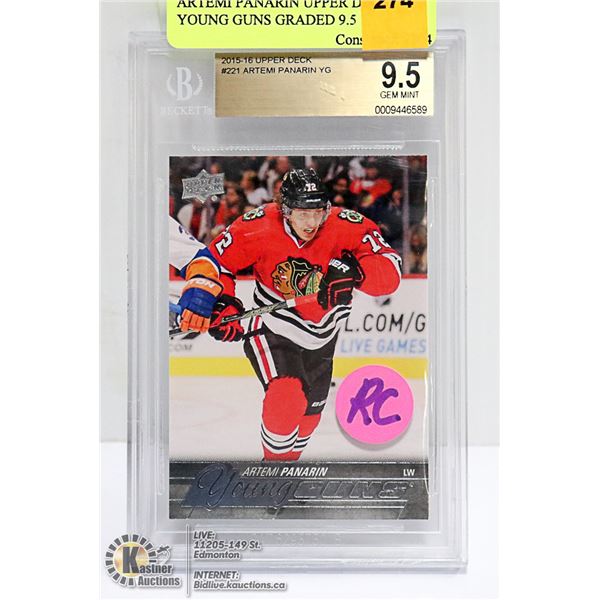 ARTEMI PANARIN UPPER DECK YOUNG GUNS GRADED 9.5