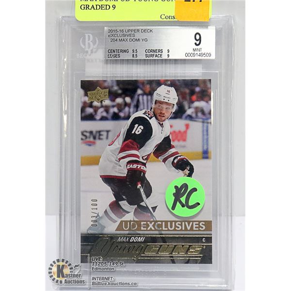 MAX DOMI UD YOUNG GUNS GRADED 9