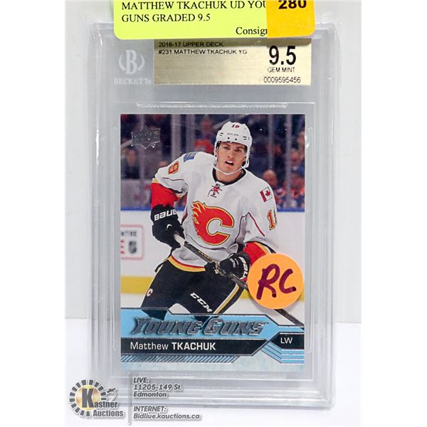 MATTHEW TKACHUK UD YOUNG GUNS GRADED 9.5