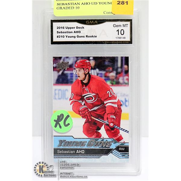 SEBASTIAN AHO UD YOUNG GUNS GRADED 10