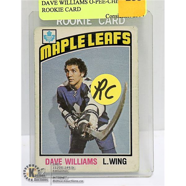 DAVE WILLIAMS O-PEE-CHEE ROOKIE CARD