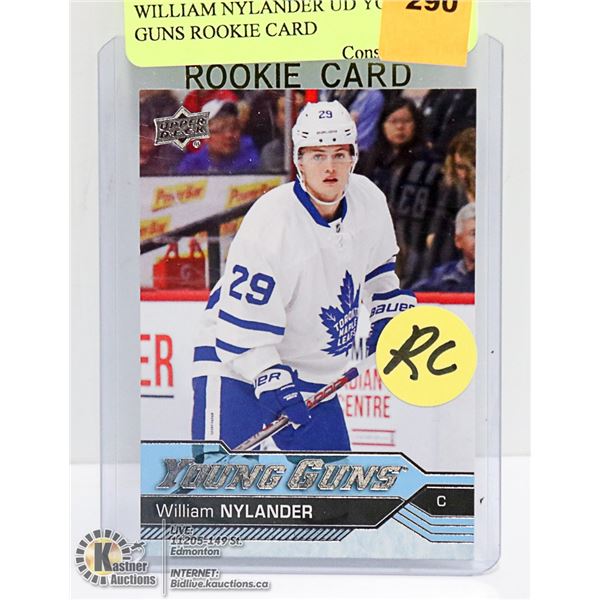 WILLIAM NYLANDER UD YOUNG GUNS ROOKIE CARD