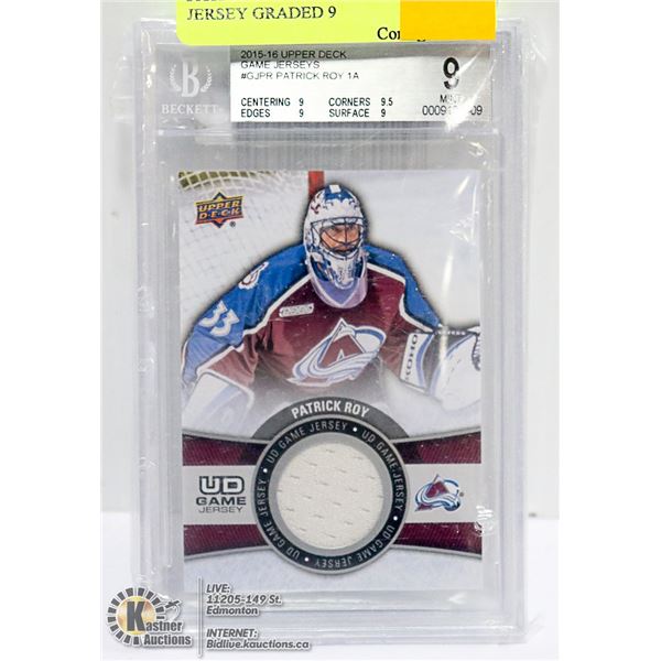 PATRICK ROY UD GAME USED JERSEY GRADED 9