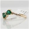 Image 1 : 10K  NATURAL EMERALD DIAMOND RING