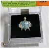Image 1 : .925 SILVER TURTLE RING WITH OPAL INLAY, SIZE 6.5