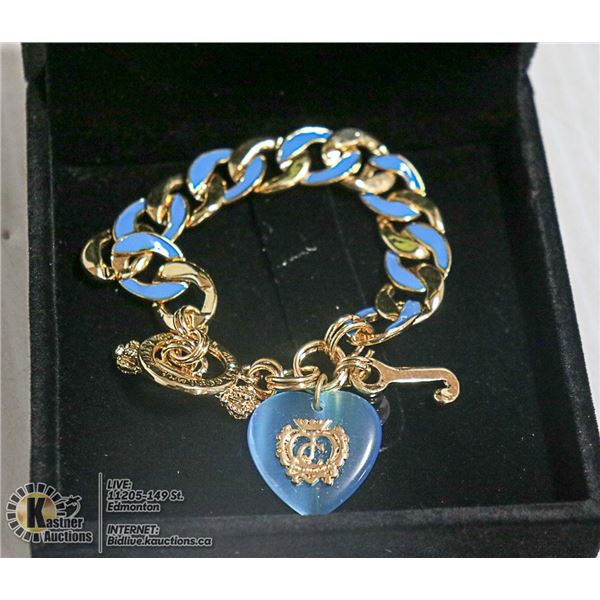 JUICY COUTURE BLUE & GOLD TONED BRACELET WITH BLUE