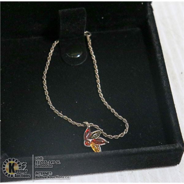 .925 SILVER BRACELET WITH HANGING RHINESTONE