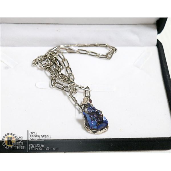 CRYSTAL NECKLACE WITH .925 SILVER INSERT & CHAIN.