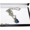 Image 1 : CRYSTAL NECKLACE WITH .925 SILVER INSERT & CHAIN.