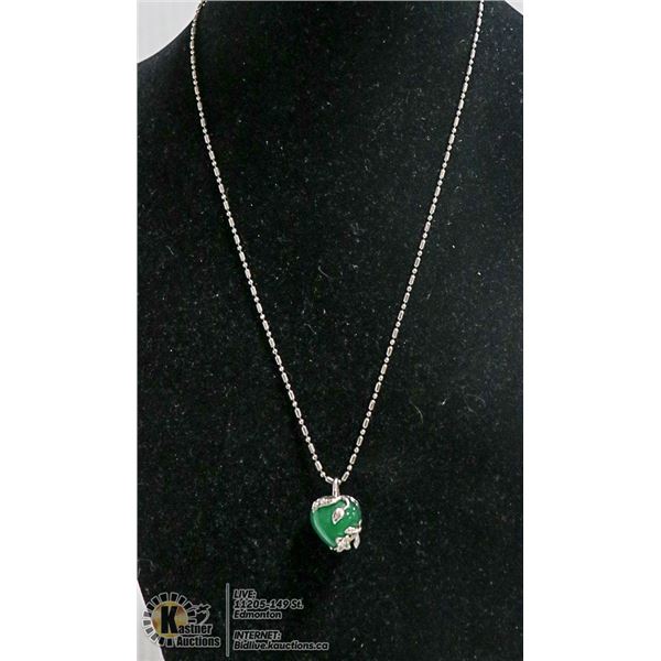GREEN JADE HEART SHAPED NECKLACE