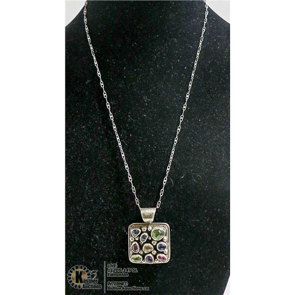 CHAIN WITH RHINESTONE INLAYED STERLING SILVER