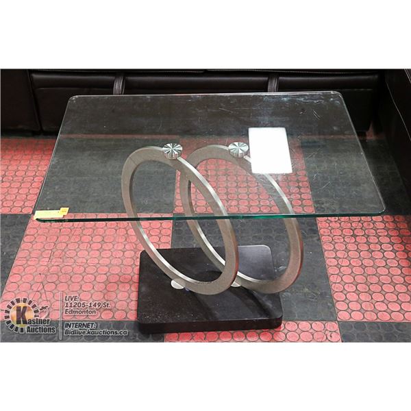 MODERN GLASS METAL SIDE TABLE
