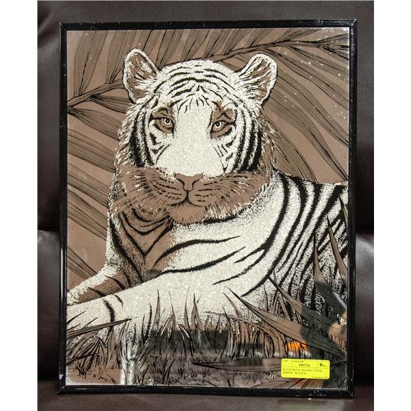 BLACK METAL FRAMED "TIGER" MIRROR - BLACK &