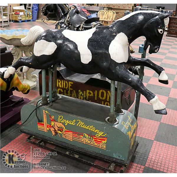 1950'S FULLY OPERATIONAL RIDE ON HORSE, BLACK &