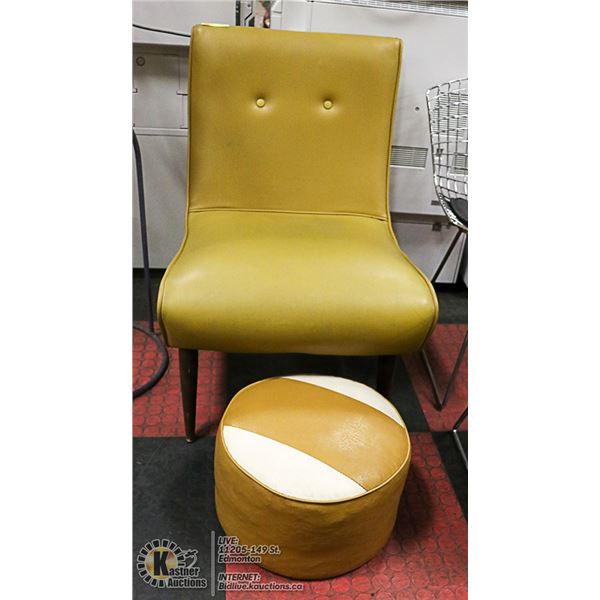 VINTAGE MUSTARD YELLOW CHAIR WITH OTTOMAN