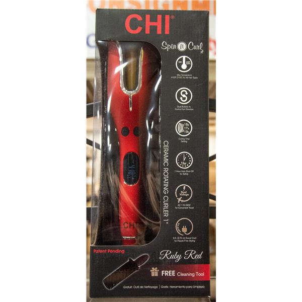 CHI SPIN N CURL CERAMIC ROTATING CURLER 1" IN RUBY