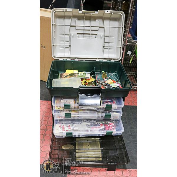 PLANO FISHING TACKLE BOX FILLED WITH CONTENTS 16"