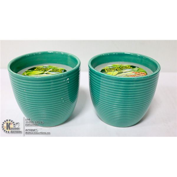 LOT OF 2 X 170G CITRONELLA CANDLES WITH MATCHING