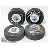 Image 1 : LOT OF 4 EDMONTON OILERS SIGNED HOCKEY PUCKS