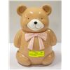Image 1 : CERAMIC COOKIE JAR TEDDY BEAR WITH PINK RIBBON