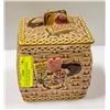 Image 1 : CERAMIC COOKIE JAR WICKER STYLE BASKET JAPAN