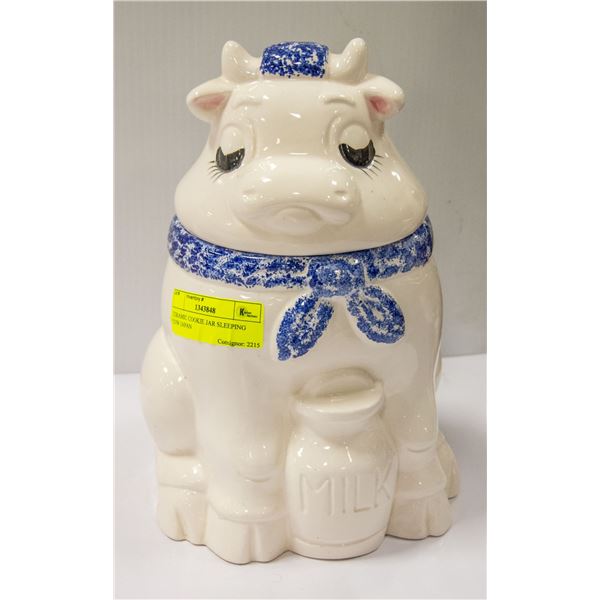 CERAMIC COOKIE JAR SLEEPING COW JAPAN