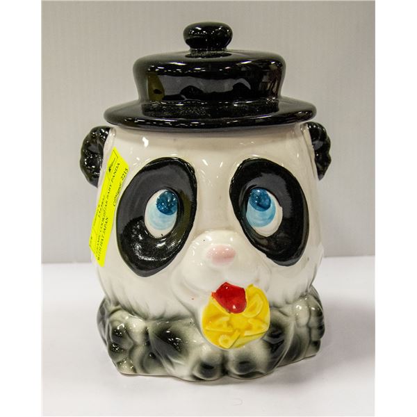CERAMIC COOKIE JAR BABY PANDA WITH HAT JAPAN