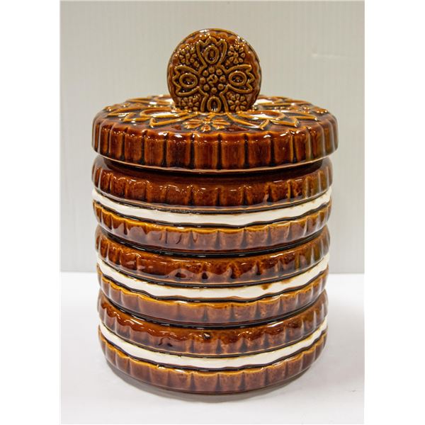 CERAMIC COOKIE JAR BROWN CAKE JAPAN