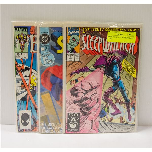 3 X KEY COMICS ALL #1'S SUPERMAN BALDER
