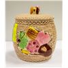 Image 1 : CERAMIC COOKIE JAR FINE WICKER STYLE BASKET JAPAN